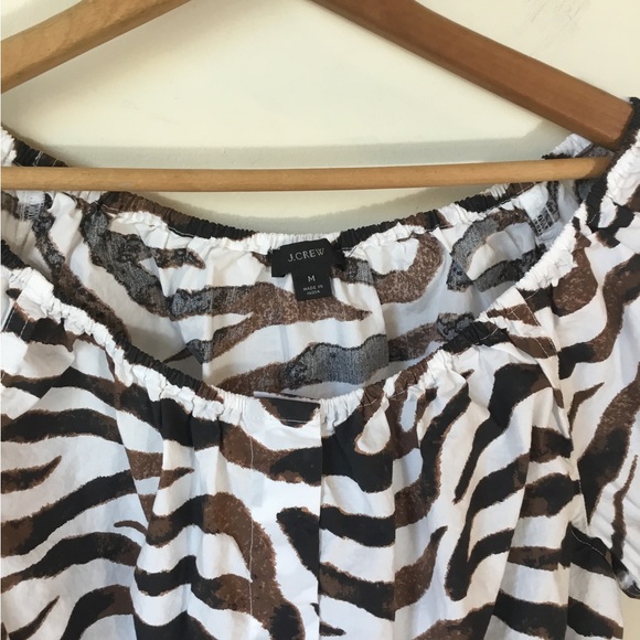 J. Crew Gathered Scoop Neck Top in Zebra Print - Picture 2 of 8